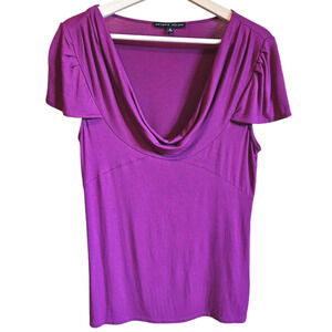 Antonio Melani Scoopneck Short Sleeve Blouse Pink Women's Medium